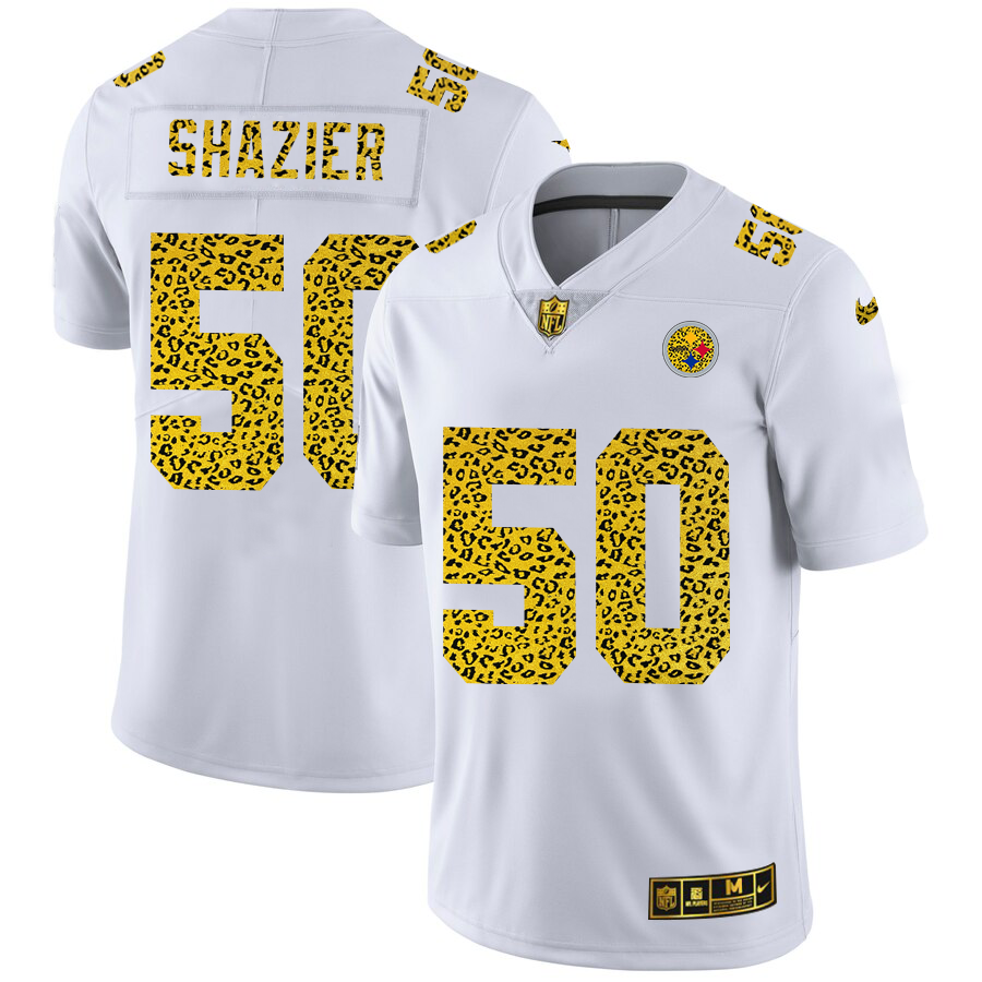 Pittsburgh Steelers #50 Ryan Shazier Men Nike Flocked Leopard Print Vapor Limited NFL Jersey White